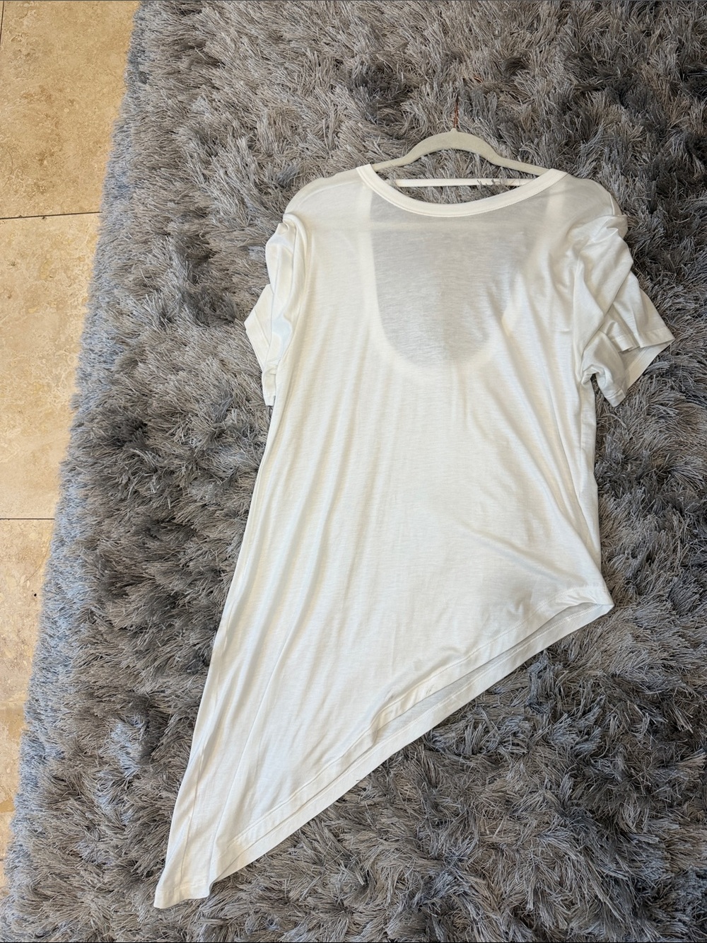 Zara White Asymmetric Short Sleeve Tee